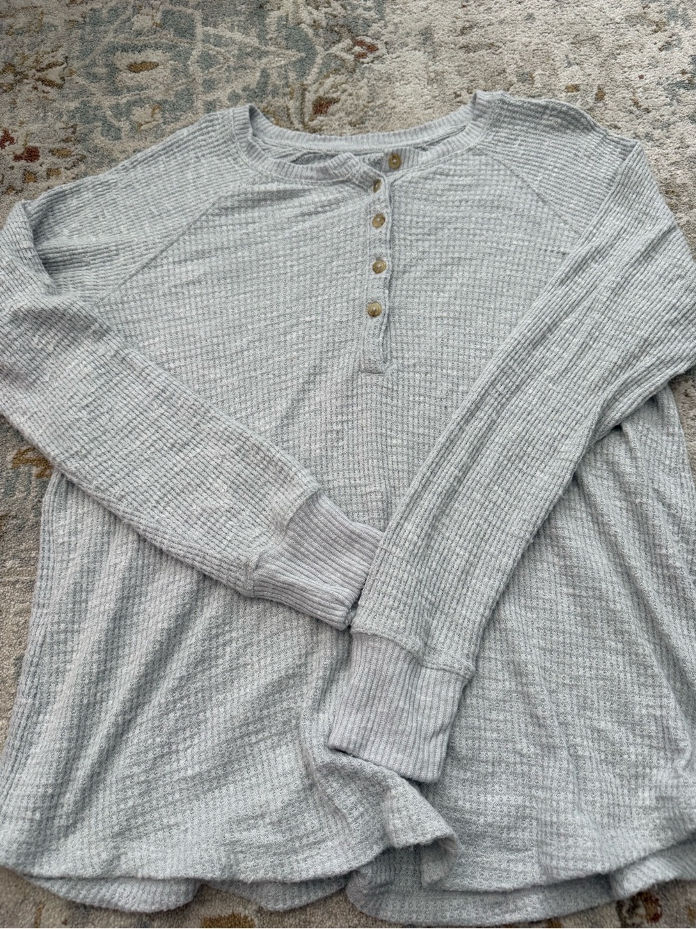 American Eagle Outfitters Light Gray Waffle Henley